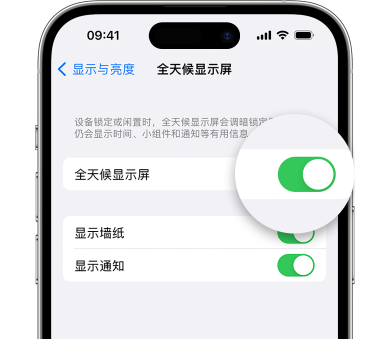 靖宇苹果15预约维修分享iPhone15如何设置全天候显示屏幕可见 